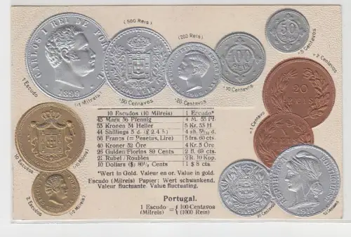 28069 Präge Ak Portugal mit Abbildungen von Münzen um 1915