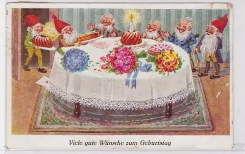 83054 Geburtstags Ak Zwerge versammelt um Geburtstagsfesttafel 1927