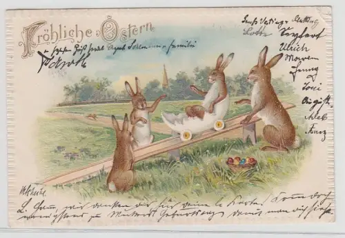 69129 Präge Oster Ak Hasen rollen in Eierschale von Rampe 1903