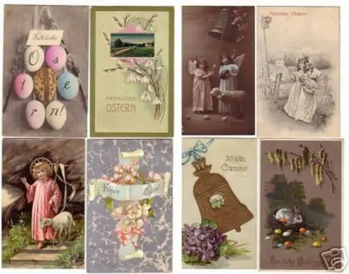 11163/8 Ostern Ak Hase, Schafe, Engel usw. um 1910