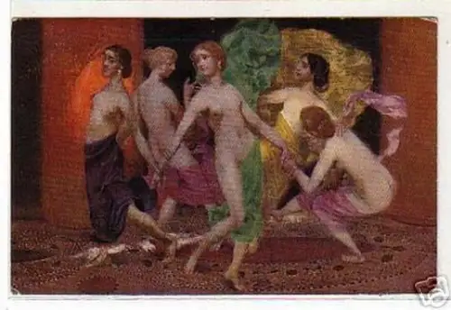 02811 Ak Erotik nackte Mädchen beim Reigen um 1920