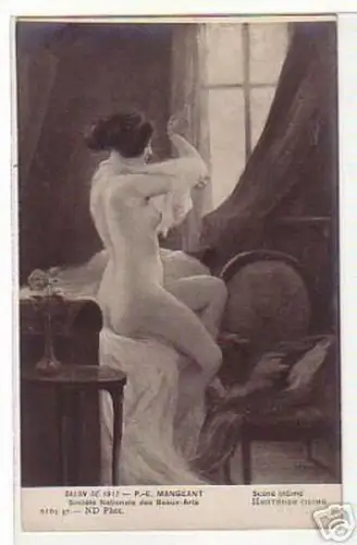02957 Ak Erotik nackte Dame beim Ankleiden um 1920