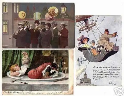 04177/3 schöne Ak mit Motiven Humor um 1910