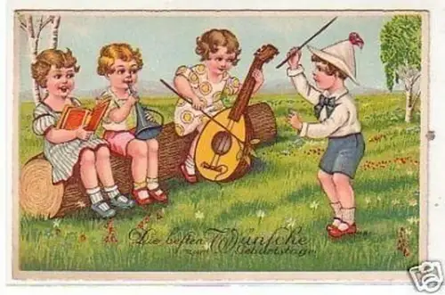 32401 Geburtstags Ak Kinder Musik Kapelle 1943