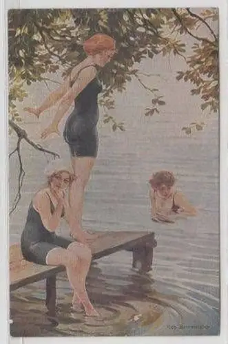 32837 Erotik Ak R. Borrmeister: Im Bade um 1910