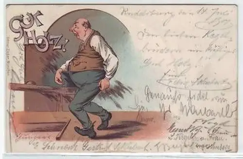 44283 Ak Lithographie Humor Kegeln "Gut Holz!" 1901
