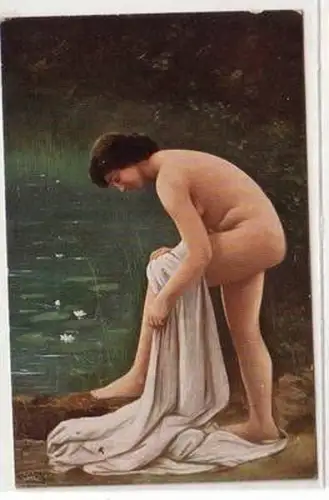 44129 Kunst Ak Erotik "Im Bade" um 1920