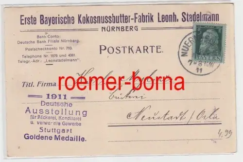 26814 Reklame Ak Nürnberg erste bayerische Kokosnussbutter Fabrik 1911