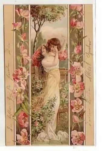 40284 Ak Kitsch Ak Jugendstil Liebespaar 1901