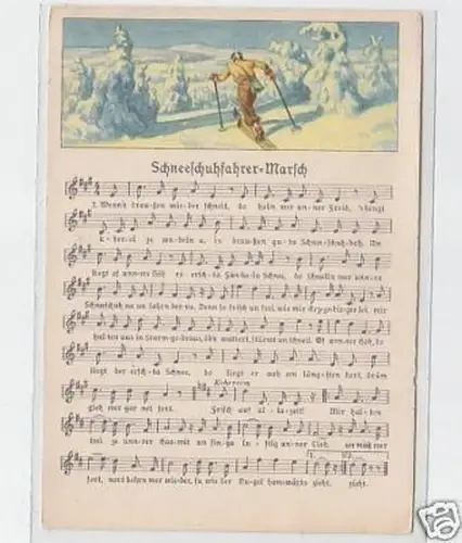 35189 Lied Ak Schneeschuhfahrer Marsch um 1950