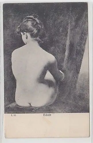56445 Erotik Ak "Edute" nackte Dame Rückenansicht, Frauenakt um 1910