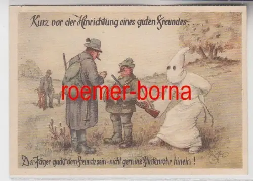58415 'Jägerhilfe' Reklame Ak Karikatur Hinweis zur Vermeidung von Jagdunfällen