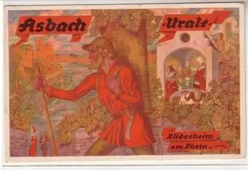 47761 Reklame Ak Asbach Uralt Rüdesheim am Rhein um 1935