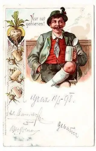 65223 Künstler Ak Hofbräuhaus "Nur net genieren!" 1898