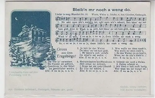 62853 Anton Günther Lied Ak "Bleib´n mr noch a weng do" um 1920