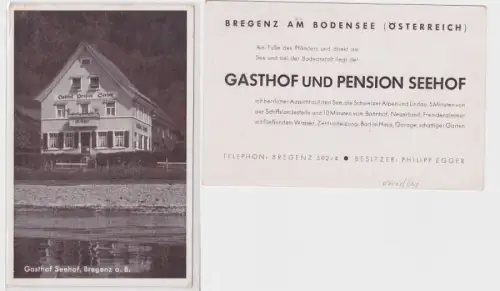 85913 Reklame-Karte Gasthof Pension Seehof Bregenz am Bodensee um 1930