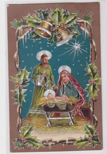 85811 Fröhliche Weihnachten Präge Ak Krippenmotiv 1909