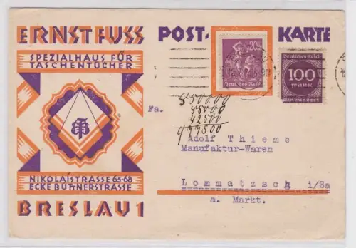 89185 Reklame Ak Breslau Spezialhaus für Taschentücher 1923