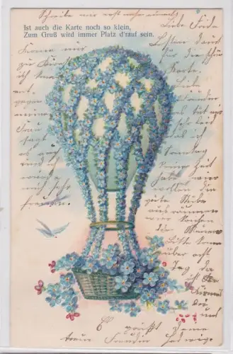 92338 Reim Ak Fesselballon aus Vergißmeinnicht 1908