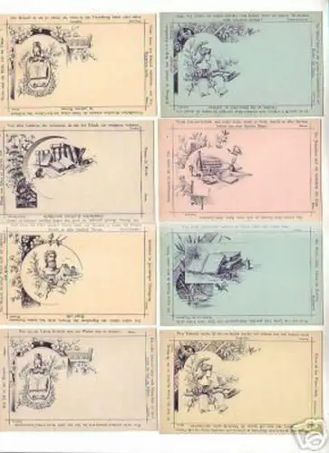schöne Mappe mit 10 Humor Ansichtskarten um 1900 k
