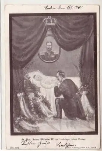 45963 Ak Kaiser Wilhelm II Sterbelager der Mutter 1901
