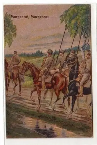 59765 Militär Ak "Morgenrot, Morgenrot ..." Lanzenreiter um 1910