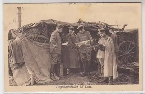 04978 Militär Ak Telefunkenstation bei Lodz 1. Weltkrieg 1915