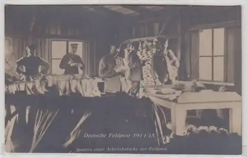 52239 Ak Deutsche Feldpost Arbeitsbaracke 1914-15