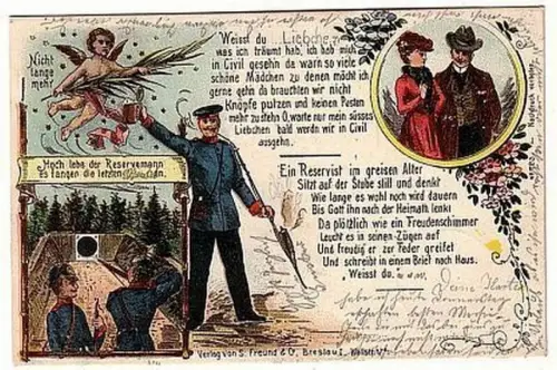 22054 Humor Ak "Hoch lebe der Reservemann..." 1905