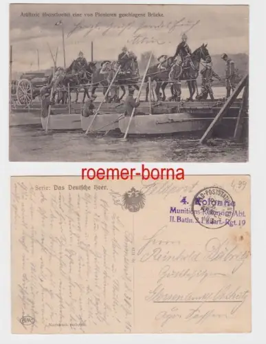 80464 Feldpost Ak Artillerie überschreitet eine von Pionieren geschlagene Brücke