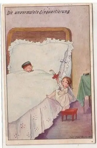 59878 Militär Humor Ak "Die unvermutete Einquartierung" 1915