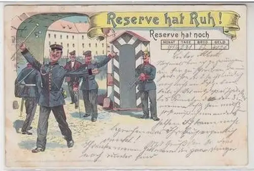 29884 Militär Humor Ak Reserve hat Ruh! 1900