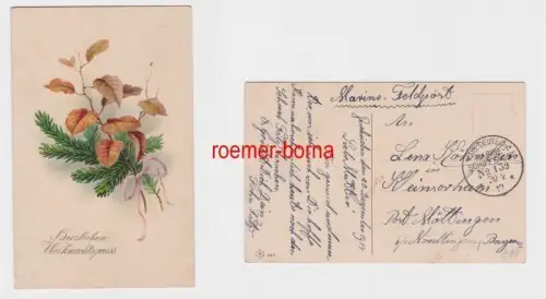 80332 Weihnachts Ak mit Marineschiffspoststempel Nr.139 von 1917