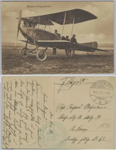 98144 Feldpost Ak Albatros Doppeldecker Flieger Ersatz Abteilung 6, 1917