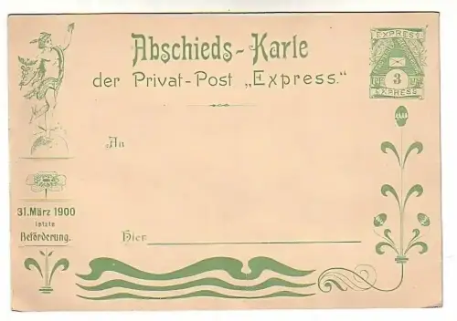 00076 Ak Privatpost Ganzsache Stadtbriefbeförderung Express Liegnitz 1900