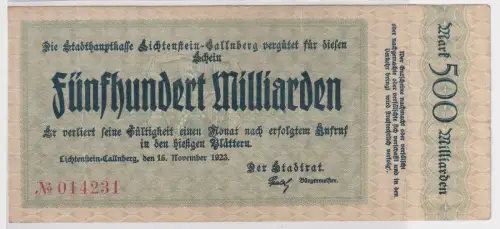 500 Milliarden Mark Banknote Inflation Lichtenstein Callnberg 16.11.1923(125778)