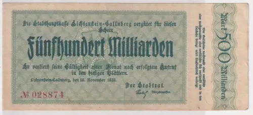 500 Milliarden Mark Banknote Inflation Lichtenstein Callnberg 16.11.1923(146259)
