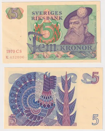 Banknote 5 Kronen Schweden 1970 kassenfrisch UNC (102171)