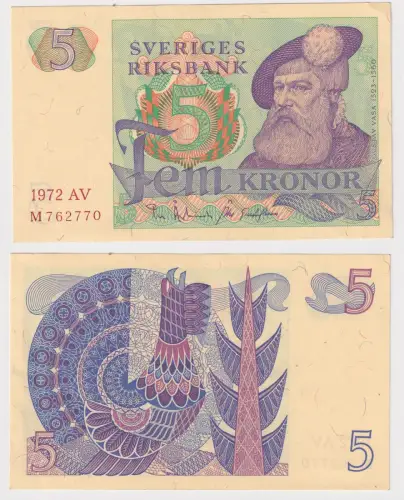 Banknote 5 Kronen Schweden 1972 kassenfrisch UNC (104804)