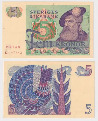 Banknote 5 Kronen Schweden 1970 kassenfrisch UNC (100704)