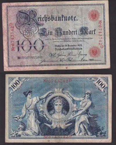 Banknote Kaiserreich 100 Mark 18. Dezember 1905 (102889)