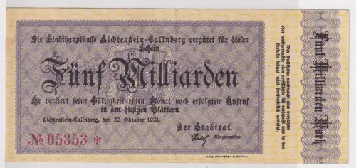 5 Milliarden Mark Banknote Inflation Lichtenstein Callnberg 22.10.1923 (156370)