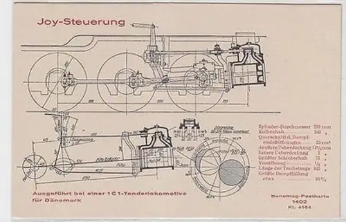 34605 Ak Hanomag Joy Steuerung für Lokomotive nach Dänemark um 1920