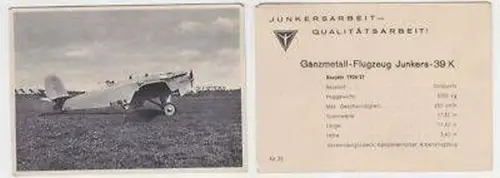 43800 Reklame Karte Junkers Flugzeugwerke Junkers 39 K