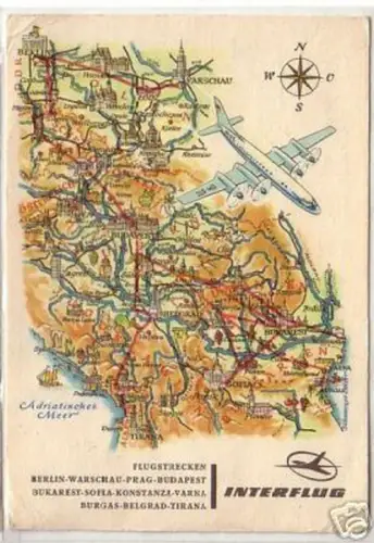 01098 Ak Interflug Flugstrecken Berlin-Tirana usw. 1965