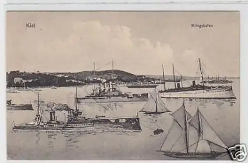 31818 Ak Kiel Kriegshafen mit Schiffen 1918