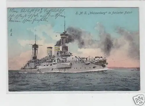 32572 Ak S.M.S. Weissenburg in forcierter Fahrt 1907