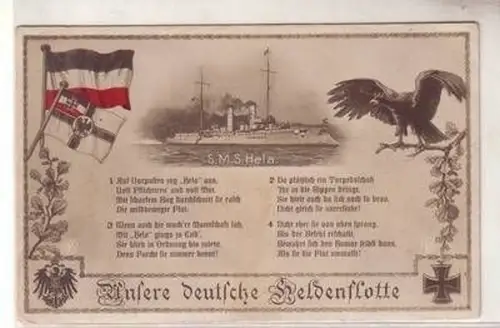 53060 Ak "Unser Deutsche Heldenflotte" S.M.S. Hela um 1915