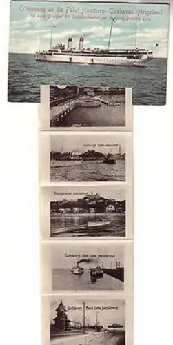 60571 Leporello Ak Erinnerung an die Fahrt Hamburg Cuxhaven Helgoland um 1910