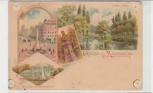 36601 Ak Lithographie Gruss aus Magdeburg um 1900